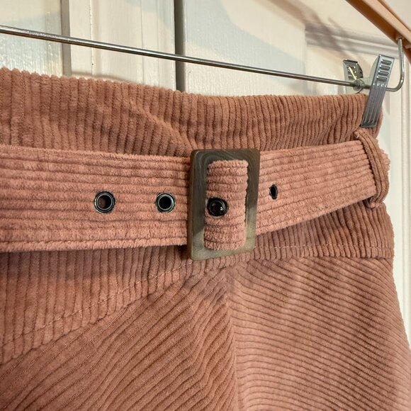 Free People Light Pink Belted Corduroy Midi Skirt | 2 - Picture 4 of 6